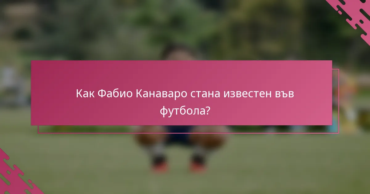 Как Фабио Канаваро стана известен във футбола?