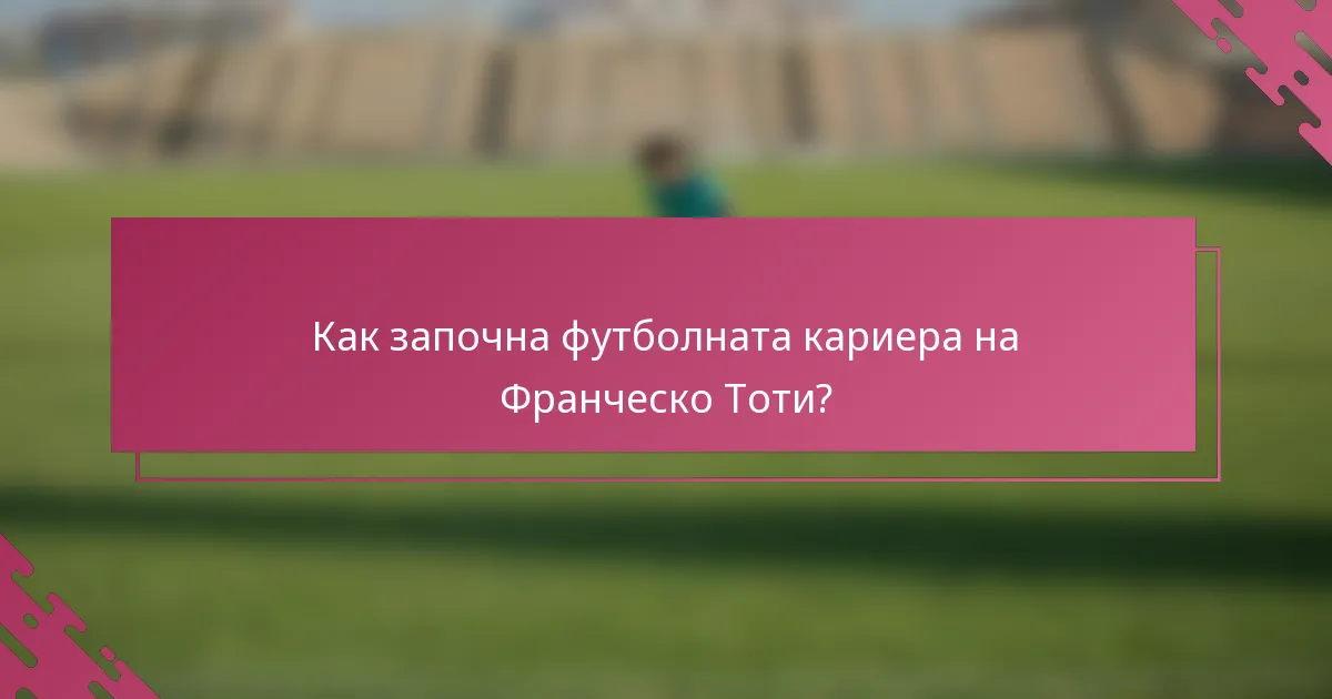 Как започна футболната кариера на Франческо Тоти?