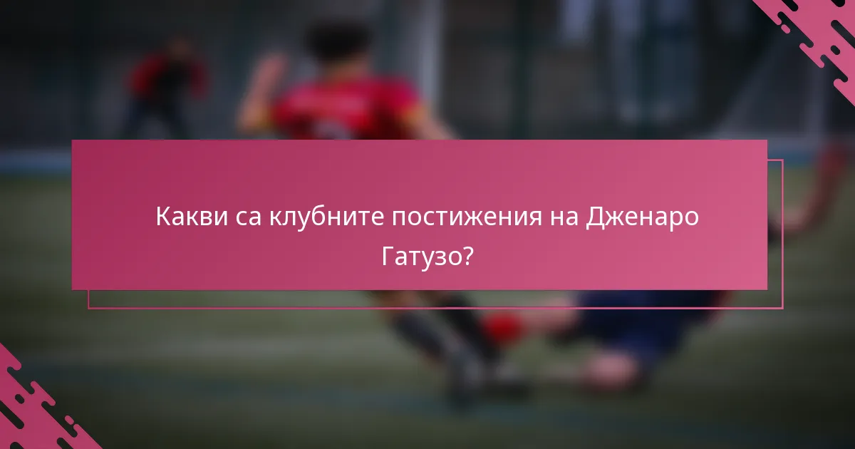 Какви са клубните постижения на Дженаро Гатузо?